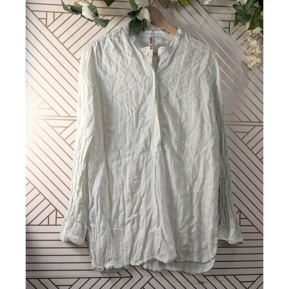 POLO RALPH LAUREN Women's Linen Popover Top Blouse Striped Size Medium READ - Picture 1 of 10